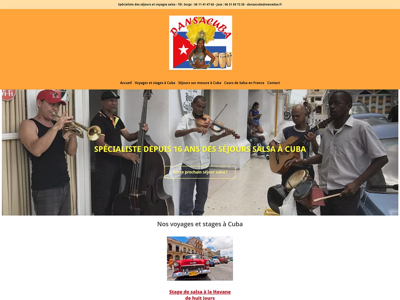 Page d'accueil du site Dansacuba.fr