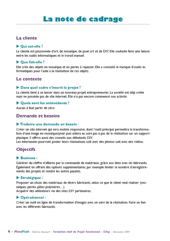 Cadrage - Site MosaPixel