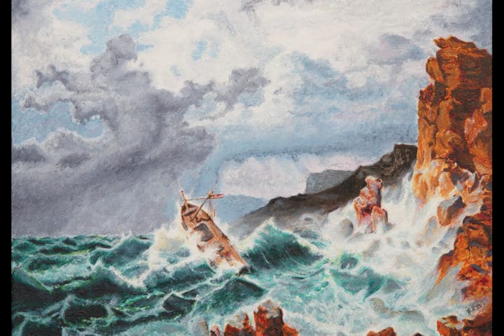 Bateau dans la tempête Peinture de Béatrix Donnart