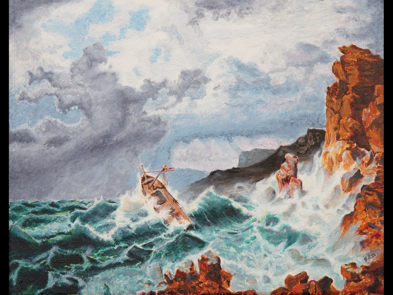Bateau dans la tempête Peinture de Béatrix Donnart